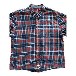 IZOD Blue Red Green Yellow Plaid Long Sleeve Button-up Shirt Mens XXL